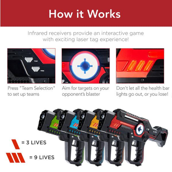Best Choice Set Of 4 Infrared Laser Tag Blasters W/ 4 Game Modes Lights & Sounds