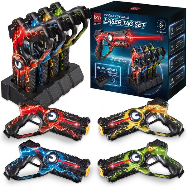 best choice Set of 4 Rechargeable Laser Tag Blasters w/ Docking Station No Vests Needed