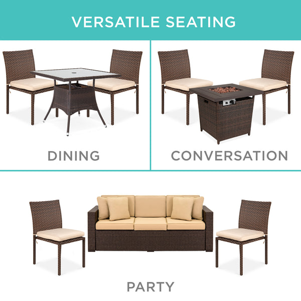 Best Choice Set Of 4 Stackable Outdoor Patio Wicker Chairs W/ Cushions UV-Resistance