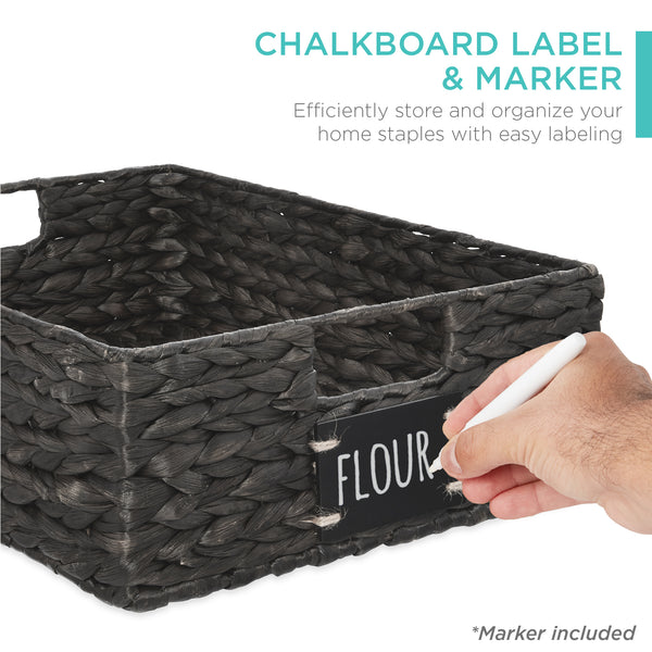 Best Choice Set Of 4 Water Hyacinth Pantry Baskets W/ Chalkboard Chalk Marker