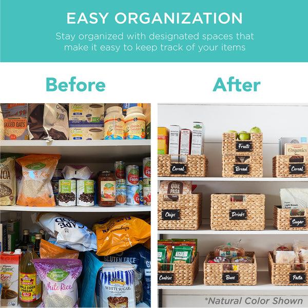 Best Choice Set Of 4 Water Hyacinth Pantry Baskets W/ Chalkboard Chalk Marker