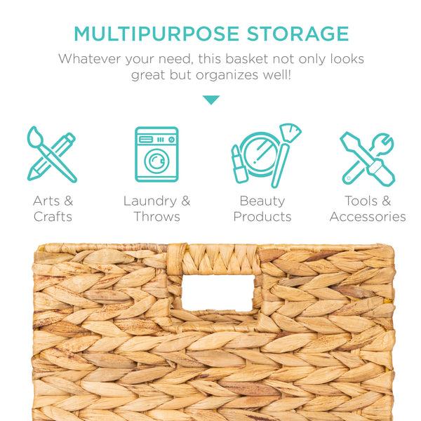 Best Choice Set Of 5 Collapsible Hyacinth Storage Baskets W/ Inserts - 13x13in