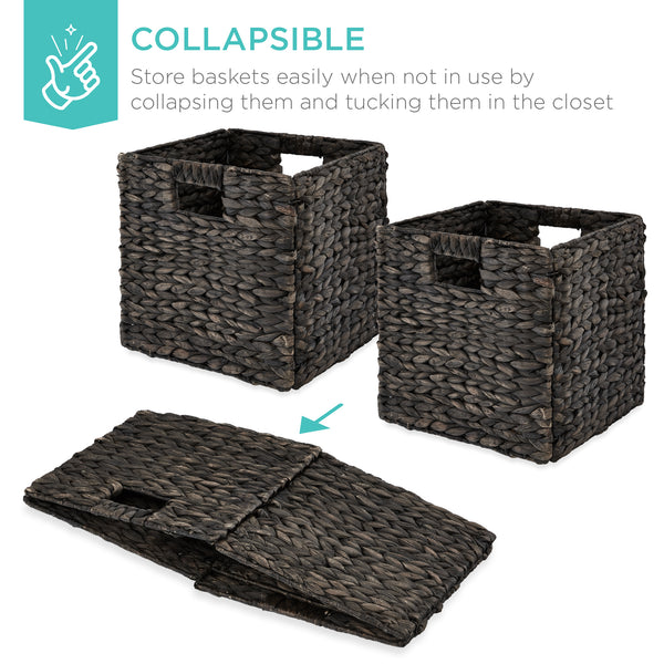 Best Choice Set Of 5 Collapsible Hyacinth Storage Baskets W/ Inserts - 10.5x10.5in