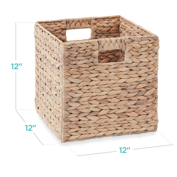 Best Choice Set Of 5 Collapsible Hyacinth Storage Baskets W/ Inserts - 12x12in