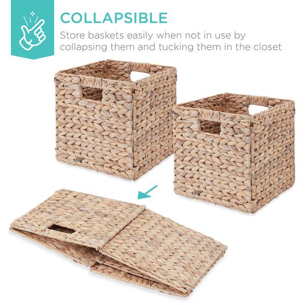 Best Choice Set Of 5 Collapsible Hyacinth Storage Baskets W/ Inserts - 12x12in