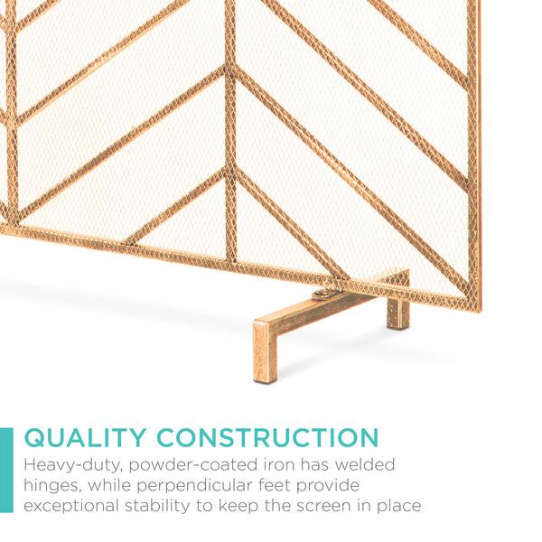 Best Choice Single Panel Iron Chevron Fireplace Screen W/ Antique Finish - 38x31in