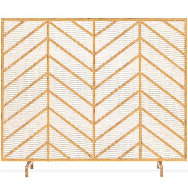 best choice Single Panel Iron Chevron Fireplace Screen w/ Antique Finish - 38x31in