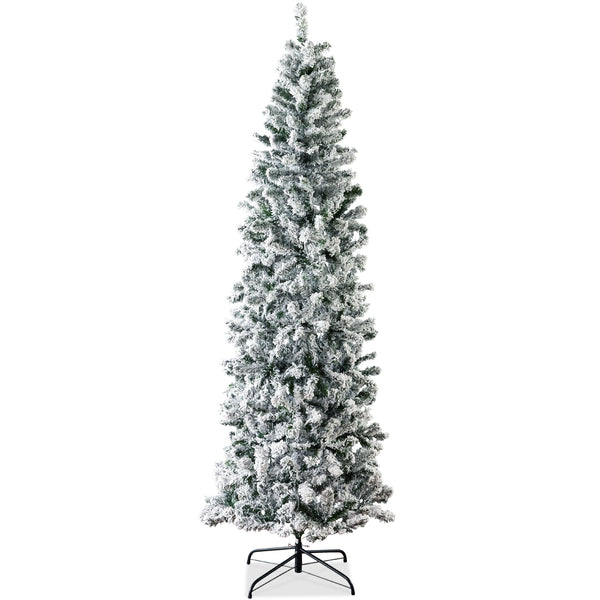 best choice Snow Flocked Artificial Pencil Christmas Tree w/ Stand