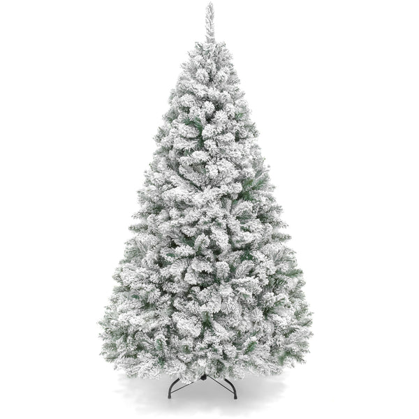 best choice Snow Flocked Artificial Pine Christmas Tree w/ Foldable Metal Base
