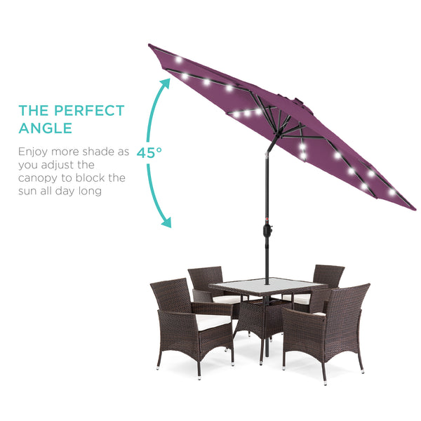 Best Choice Solar LED Lighted Patio Umbrella W/ Tilt Adjustment UV-Resistant - 10ft