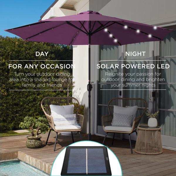 Best Choice Solar LED Lighted Patio Umbrella W/ Tilt Adjustment UV-Resistant - 10ft