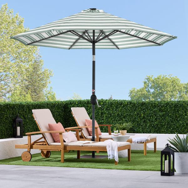 Best Choice Solar LED Lighted Striped Patio Umbrella W/ Tilt Adjustment - 10ft