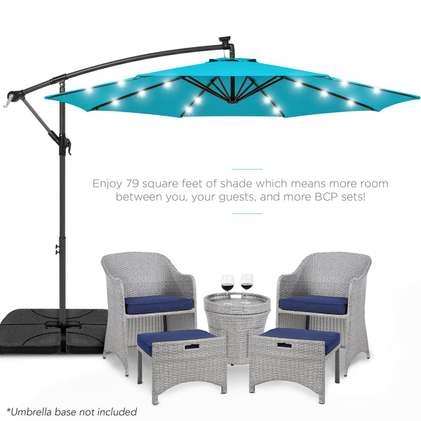Best Choice Solar LED Offset Hanging Patio Umbrella W/ Crank Tilt Adjustment - 10ft