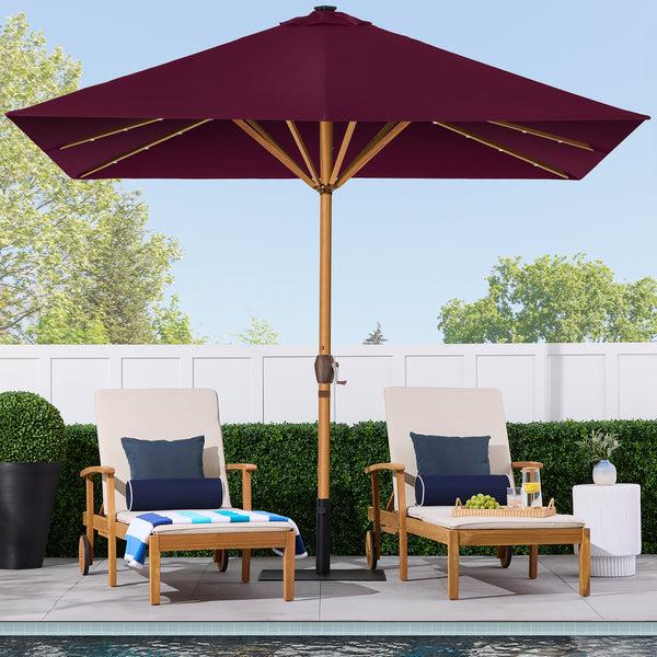 Best Choice Square Solar LED Lighted Patio Umbrella W/ Woodgrain Pattern - 9ft