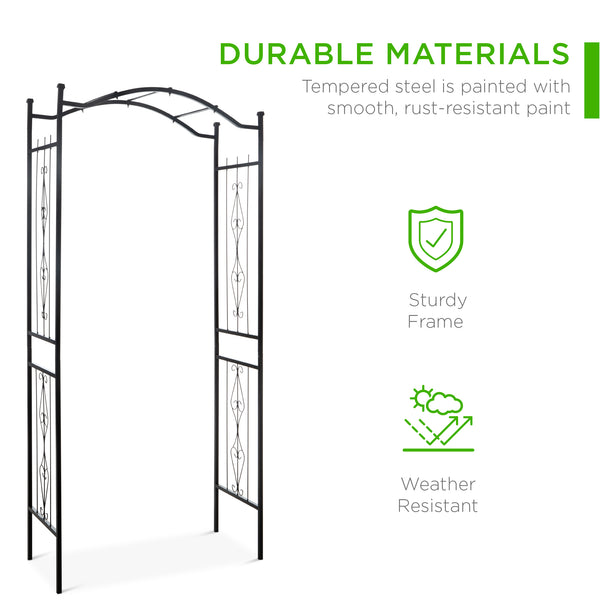 Best Choice Steel Garden Arch Arbor Trellis For Climbing Plants - 92in