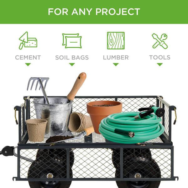 Best Choice Steel Garden Utility Cart Wagon W/ 400lb Capacity Removable Sides Handle