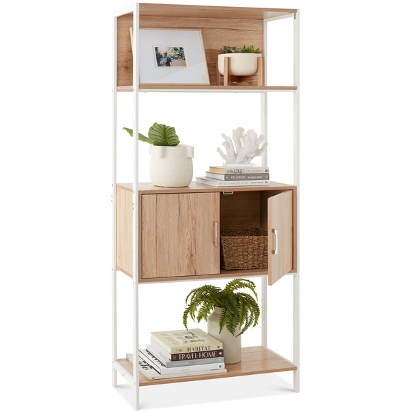 best choice Storage Bookshelf for Living Room Walkway w/ Cabinet Elevated Design