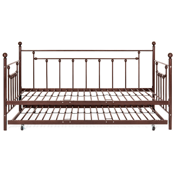 Best Choice Twin Sized Metal Lounge Daybed Frame W/ Trundle Finials