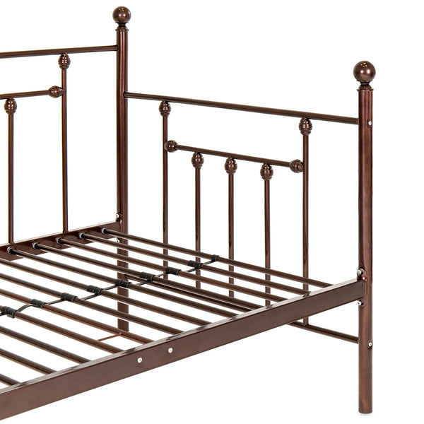 Best Choice Twin Sized Metal Lounge Daybed Frame W/ Trundle Finials
