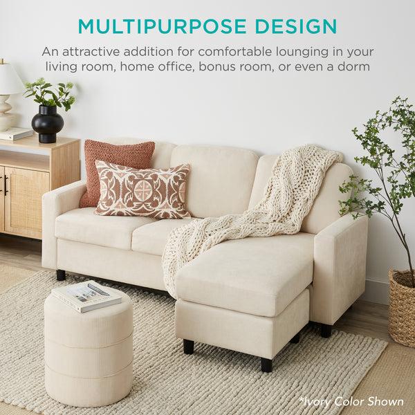 Best Choice Upholstered Sectional Sofa Couch W/ Chaise Lounge Reversible Ottoman Bench