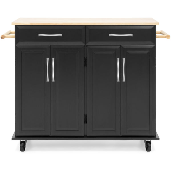 Best Choice Utility Kitchen Cart W/ Storage Cabinets Handles Cutting Board