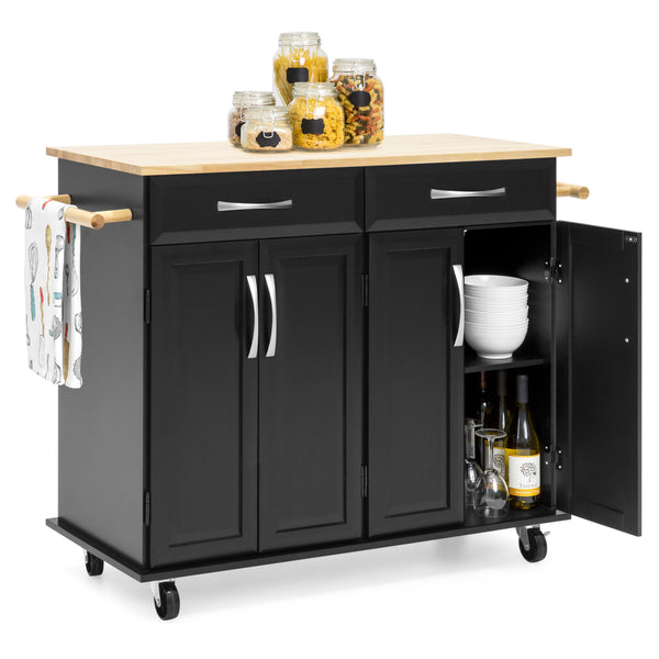 best choice Utility Kitchen Cart w/ Storage Cabinets Handles Cutting Board