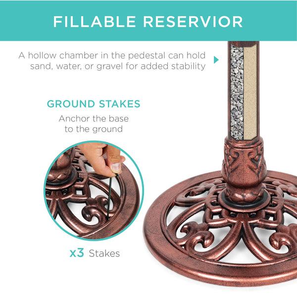 Best Choice Vintage Outdoor Garden Bird Bath W/ Fleur-de-Lis Accents