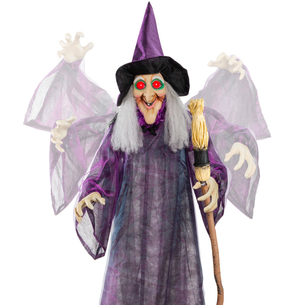 best choice Wicked Wanda Standing Animatronic Witch with Sounds LED Eyes - 5ft