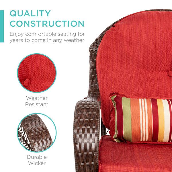 Best Choice Wicker Rocking Chair W/ Steel Frame Decorative Pillow Cushions