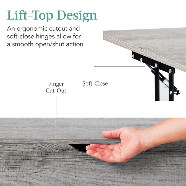 Best Choice Wooden Mid-Century Modern Lift Top Coffee Table W/ Removable Shelf