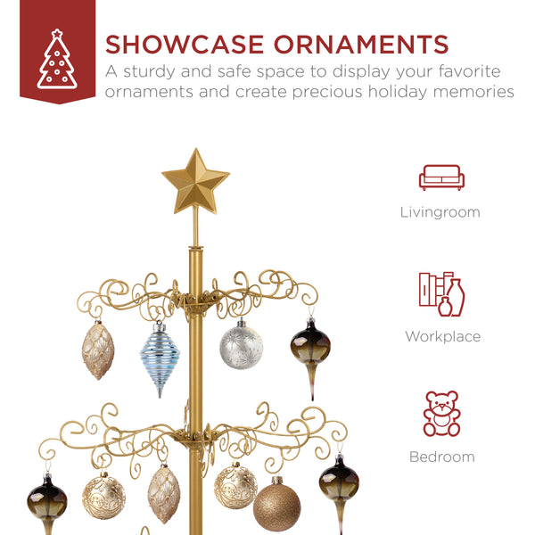 Best Choice Wrought Iron Christmas Tree Ornament Display W/ Easy Assembly Stand - 3ft