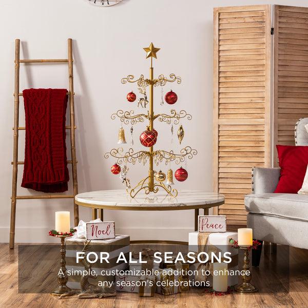 Best Choice Wrought Iron Christmas Tree Ornament Display W/ Easy Assembly Stand - 3ft