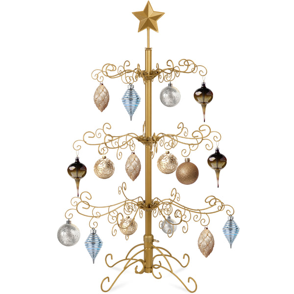 best choice Wrought Iron Christmas Tree Ornament Display w/ Easy Assembly Stand - 3ft