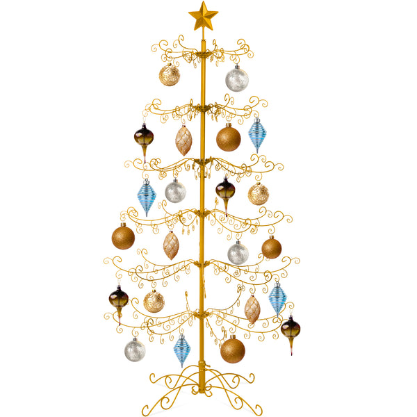 best choice Wrought Iron Christmas Tree Ornament Display w/ Easy Assembly Stand - 6ft