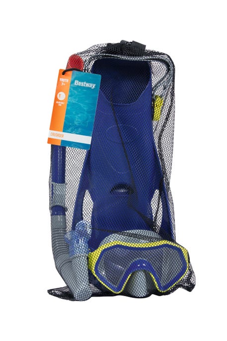 Bestway Bestway Crusader Dark Blue Unisex Youth Snorkel Set With Fins Ages 7+