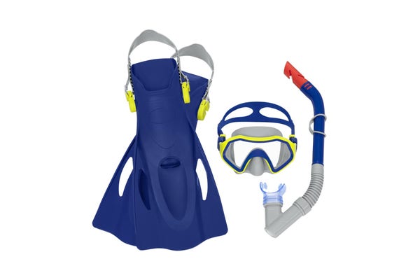 bestway Bestway Crusader Dark Blue Unisex Youth Snorkel Set with Fins Ages 7+