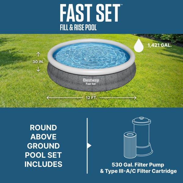 Bestway Bestway Fast Set 12’ X 30” Round Inflatable Pool Set