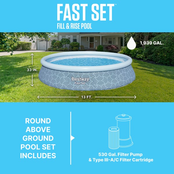 Bestway Bestway Fast Set 13’ X 33” Round Inflatable Pool Set