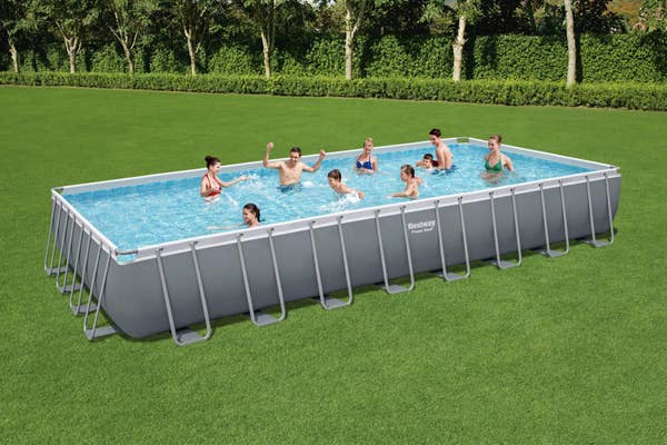 Bestway Bestway Power Steel 31'4" X 16' X 52" Rectangular Metal Frame Above Ground Pool Set