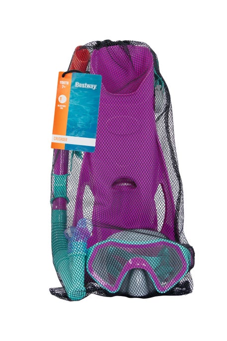 Bestway Bestway® Crusader™ Youth Snorkel Set With Fins Pink Ages 7+