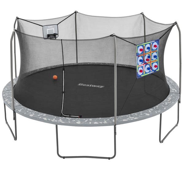 bestway Bestway Xtreme Air 16' Kids Outdoor Trampoline with 2-in-1 Game Set and Basketball Game
