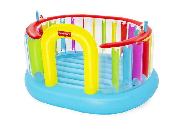 bestway Fisher-Price Bestway Bouncetopia Multi-Color Child PVC Bouncer with Built-in Pump