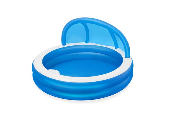 bestway H2OGO 7'11" x 55" Summer Days Inflatable Round Kiddie Pool with UV Careful Sunshade