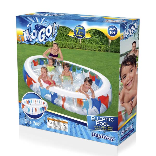Bestway H2OGO 7'6" X 60" X 20" Elliptic Inflatable Above-Ground Play Pool