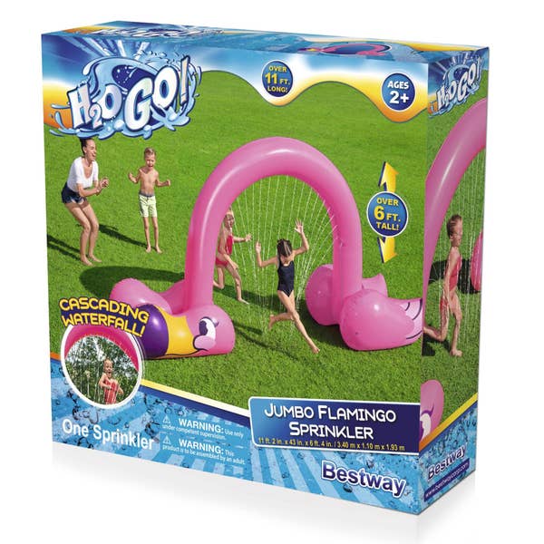 Bestway H2OGO Jumbo Pink Flamingo Inflatable Child Stationary Sprinkler Arch