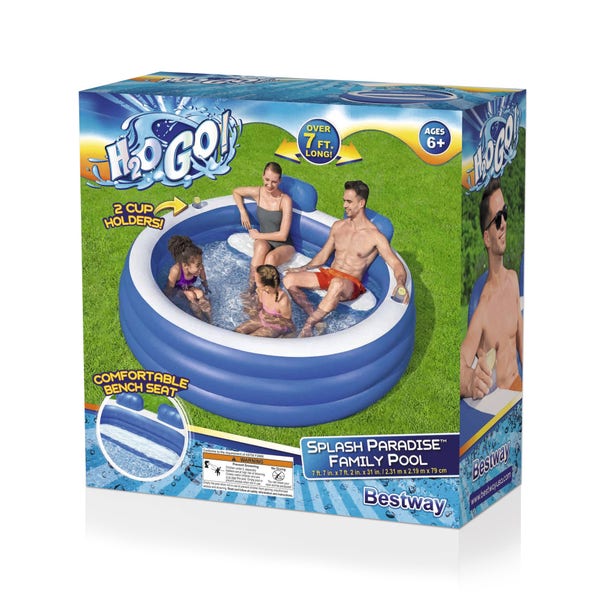 Bestway H2OGO Splash Paradise 7'7" X 7'2" X 31" Inflatable Family Pool