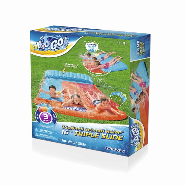 Bestway H2OGO Triple Water Slide With Tsunami Splash Ramp 16'