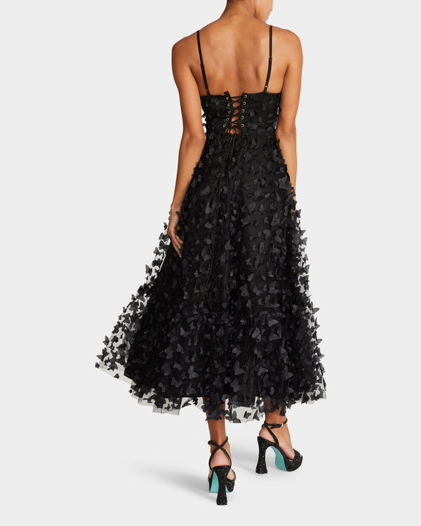 Betsey Johnson Beautiful Butterfly Maxi Dress Black