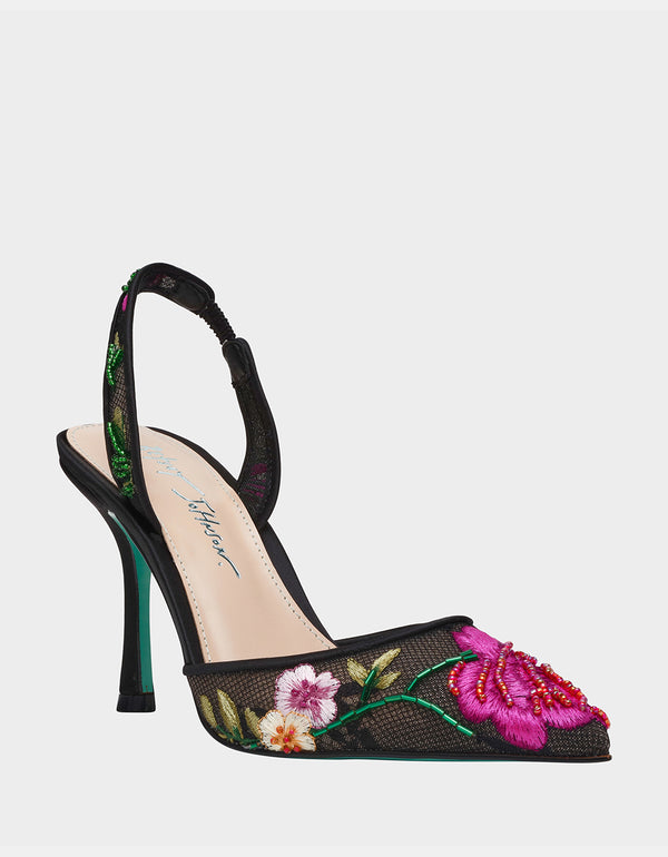 Betsey Johnson April Black Multi Floral
