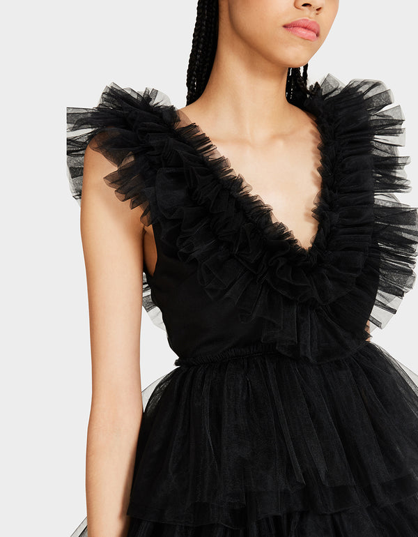 Betsey Johnson Betseys Tiered Tulle Dress Black